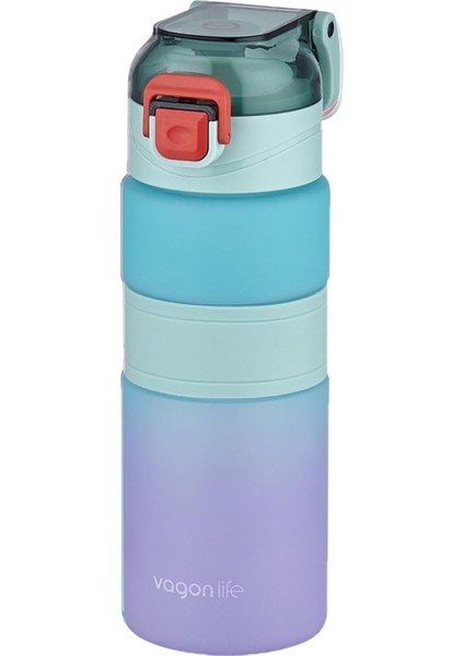 Çift Renk 600ML Kaydırmaz Silikon Gövde Rahat Içim-Pipetsiz- Motivasyon Su Matarası