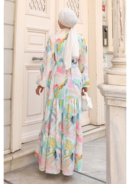 Kadın Bdart Düğmeli ve Kuşak Detaylı Bisiklet Yaka Maxi Elbise Gök Mavisi indirimleri