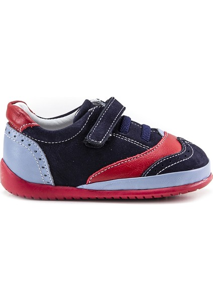 Minipicco Çocuk Laci-Kırmızı-Sax Deri Anatomik Destekli İlk Adım Ayakkabı