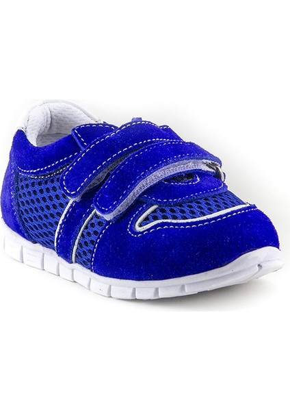 Minipicco Çocuk Saks Mavi Deri Anatomik Destekli İlk Adım Ayakkabı