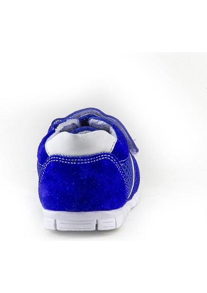 Minipicco Çocuk Saks Mavi Deri Anatomik Destekli İlk Adım Ayakkabı