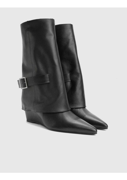 Izerba Hakiki Deri Siyah Kadın Topuklu Çizme modelleri