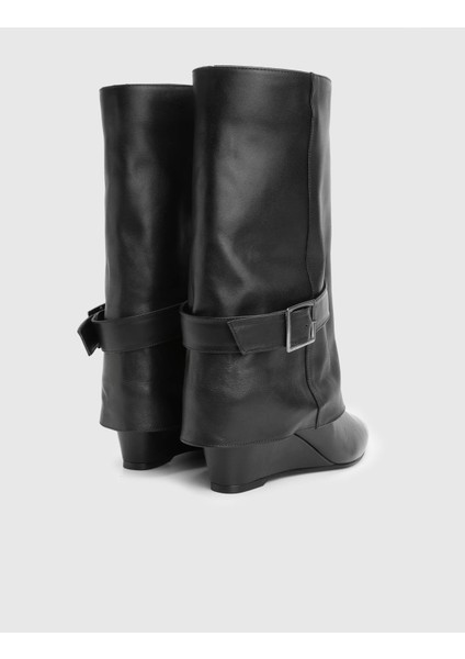 Izerba Hakiki Deri Siyah Kadın Topuklu Çizme fırsatları