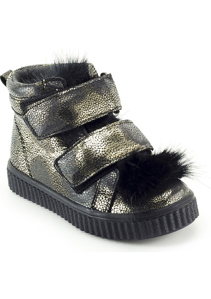 Minipicco Kız Cocuk Siyah Deri Anatomik Destekli Çocuk Bot