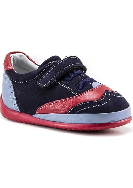 Minipicco Çocuk Laci-Kırmızı-Sax Deri Anatomik Destekli İlk Adım Ayakkabı