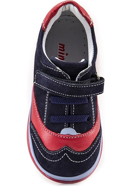 Minipicco Çocuk Laci-Kırmızı-Sax Deri Anatomik Destekli İlk Adım Ayakkabı