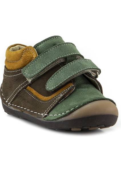 Minipicco Erkek Cocuk Haki-Kahve Deri Anatomik Destekli İlk Adım Bot