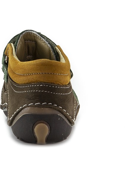 Minipicco Erkek Cocuk Haki-Kahve Deri Anatomik Destekli İlk Adım Bot