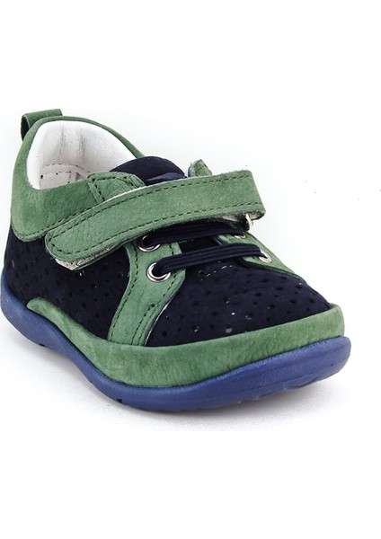 Minipicco Çocuk Laci-Yeşil Deri Anatomik Destekli İlk Adım Ayakkabı