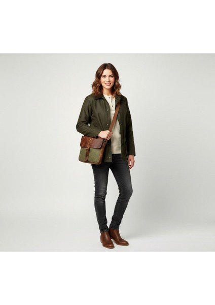 Natderi Hakiki Deri Kanvas Omuz Çantası | Ayarlanabilir Askılı, Fermuarlı Arka Cepli, 20X21 cm fiyatları