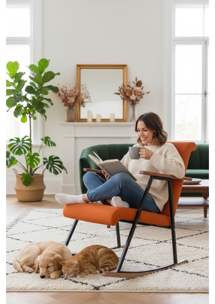 Sallanan Koltuk | Sallanır Tv Koltuğu | Dinlenme & Rahatlama Sandalyesi | Ahşap Detaylı