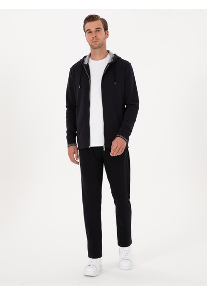 Erkek Lacivert Slim Fit Paçası Düz Eşofman Altı 50314478-VR033