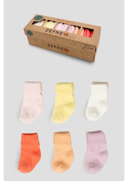 6 Çift Kutulu Kız Newborn Yeni Doğan ve Bebek Çorabı 0-6 Ay