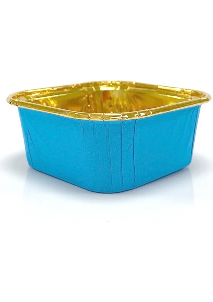 Muffin Kek Kapsülü Kare Mavi-Altın 25LI modelleri