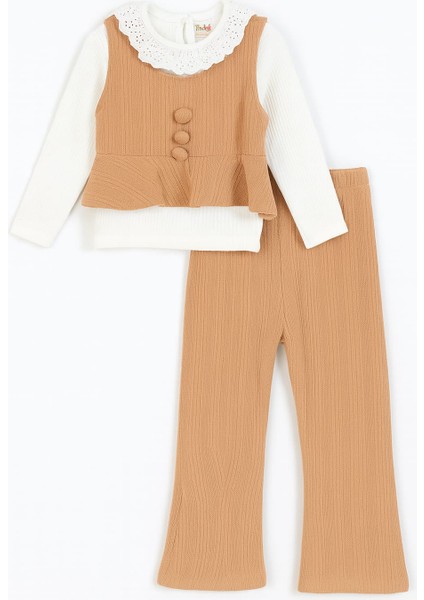 Saç Örgü Desenli Yaka Dantel Detaylı Kız Çocuk Takım fiyatları