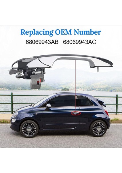 Araba Dış Kapı Kolu 68069943AC Fiat Için 500 2012-2019 Dış Sap Krom Sol Sürücü Yan Araba Aksesuarları (Yurt Dışından) indirimleri