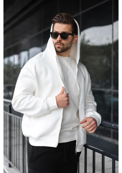 Ekru Fermuarlı Kapüşonlu Erkek Hırka E7174 fırsatları