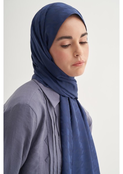 Kazayağı Desen Pamuk Ipek Şal Lacivert fiyatları