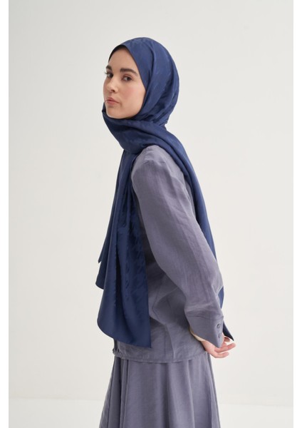 Kazayağı Desen Pamuk Ipek Şal Lacivert modelleri