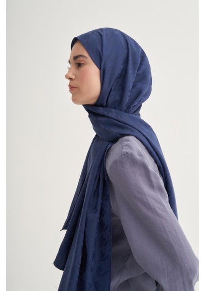 Kazayağı Desen Pamuk Ipek Şal Lacivert fırsatları