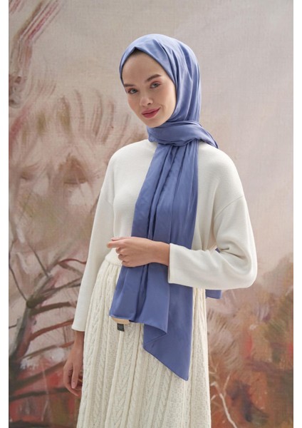 Kazayağı Desen Pamuk Ipek Şal Kot Mavi fırsatları