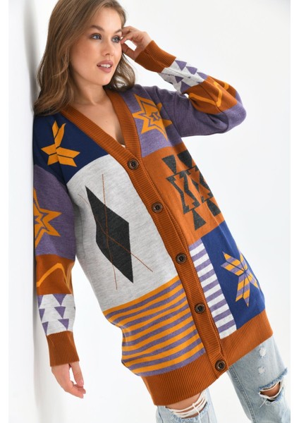 Women Ftz Women Kadın Etnik Desen Hırka Kiremit 21-6313 fiyatları