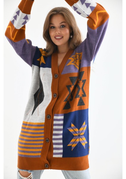 Women Ftz Women Kadın Etnik Desen Hırka Kiremit 21-6313 indirimleri