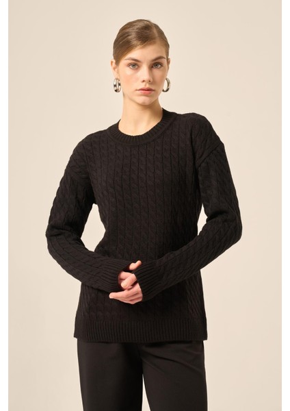 Kadın Saç Örgü Kazak Siyah 20882