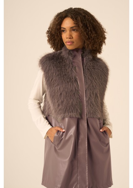 Bayan Pelüs Detay Deri Yelek Füme 31243 fiyatları