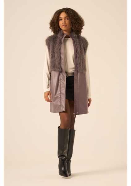 Bayan Pelüs Detay Deri Yelek Füme 31243 modelleri