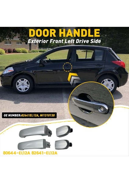 1paır Ön Dış Dış Kapı Kolu 80644-EL12A 82641-EL12A Nissan Için Versa 2007-2012 Çekme Fl+Fr Gümüş (Yurt Dışından) fiyatları