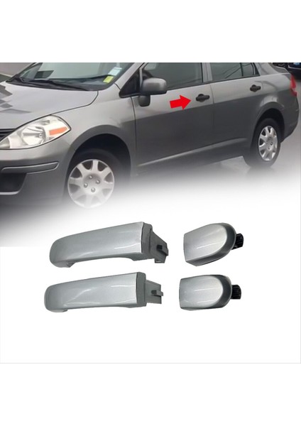 1paır Ön Dış Dış Kapı Kolu 80644-EL12A 82641-EL12A Nissan Için Versa 2007-2012 Çekme Fl+Fr Gümüş (Yurt Dışından) modelleri
