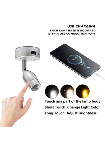 USB Rv Işıklar Iç Okuma Lambası LED Başucu Lambası 3W Rv Duvar Sconce Işık Armatürleri Döner Nokta Işıkları (Yurt Dışından) fiyatları