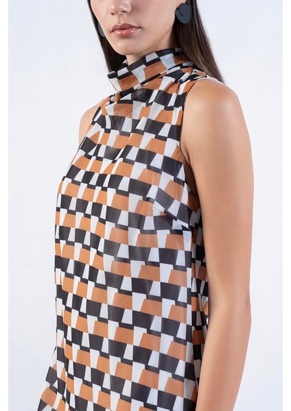 Fernandel Degaje Yaka Arkadab Bağlamalı Kolsuz Elbise Hardal fiyatları