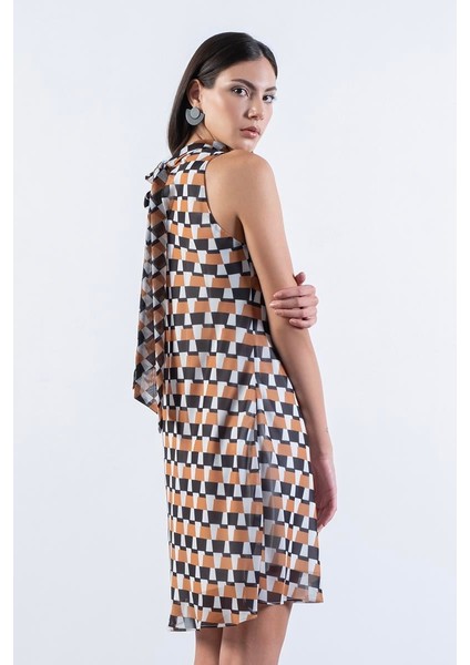 Fernandel Degaje Yaka Arkadab Bağlamalı Kolsuz Elbise Hardal fırsatları