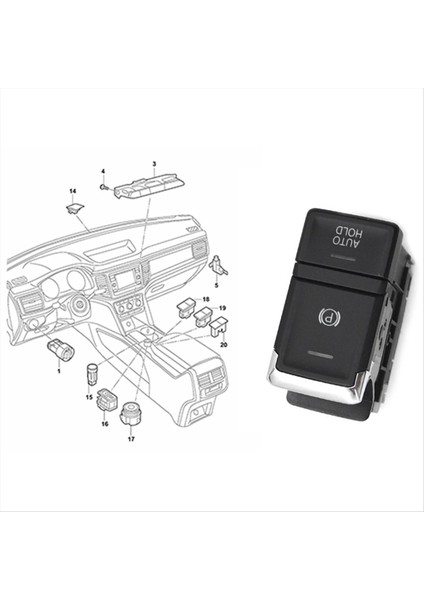 3cg 927 225 /3CG927225 Park Anahtarı Otomatik Tutma Anahtarı Vw Mqb Atlas 2017-2021 (Yurt Dışından) modelleri