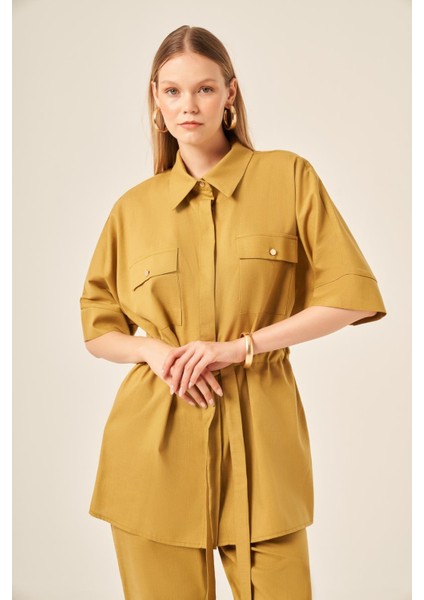 Ftz Kadın Keten Takım Hardal 31196 modelleri