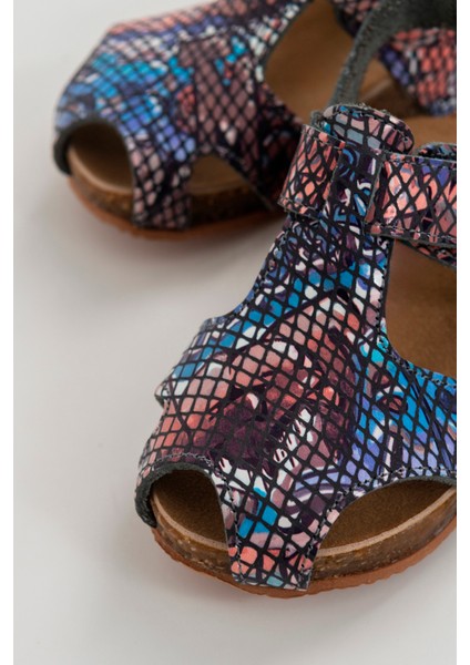 Unisex Çocuk Graffiti Deri Ortopedik Destekli Çocuk Sandalet