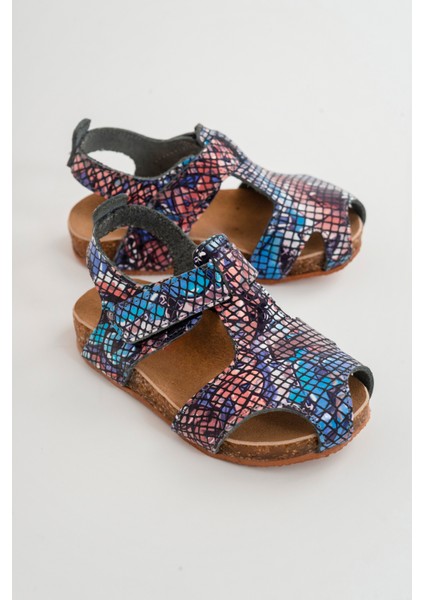 Unisex Çocuk Graffiti Deri Ortopedik Destekli Çocuk Sandalet