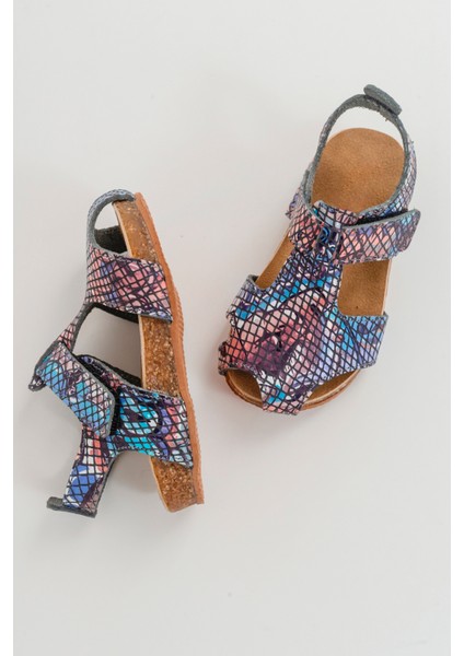 Unisex Çocuk Graffiti Deri Ortopedik Destekli Çocuk Sandalet