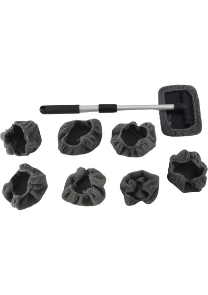 Araç Penceresi Temizleyici Fırçası, Ön Cam Cam Temizleme Aracı 8 Pcs Mikrofiber Kapakları ile Uzatılabilir Alüminyum Tutma (Yurt Dışından)