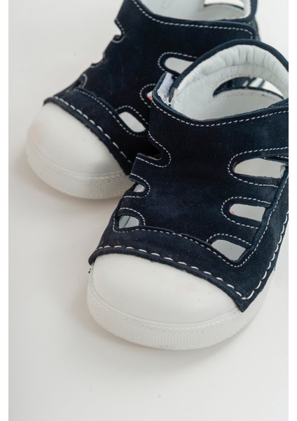 Unisex Çocuk Lacivert Deri Ortopedik Destekli İlk Adım Ayakkabı
