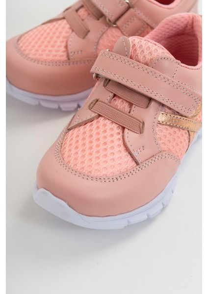 Unisex Çocuk Pudra Deri Ortopedik Destekli Spor Ayakkabı