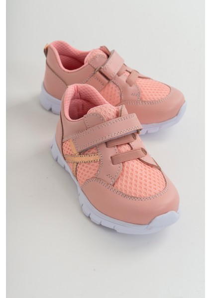 Unisex Çocuk Pudra Deri Ortopedik Destekli Spor Ayakkabı
