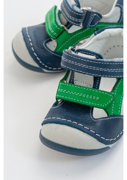 Erkek Çocuk Kot Deri Ortopedik Destekli İlk Adım Ayakkabı