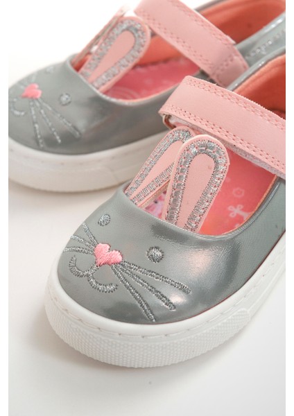 Kız Çocuk Gri Ortopedik Destekli Tavşanlı Babet