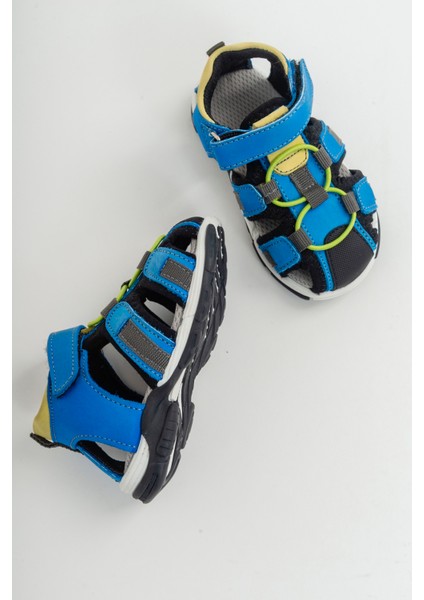 Unisex Çocuk Sax Mavi Deri Ortopedik Outdoor Çocuk Sandalet