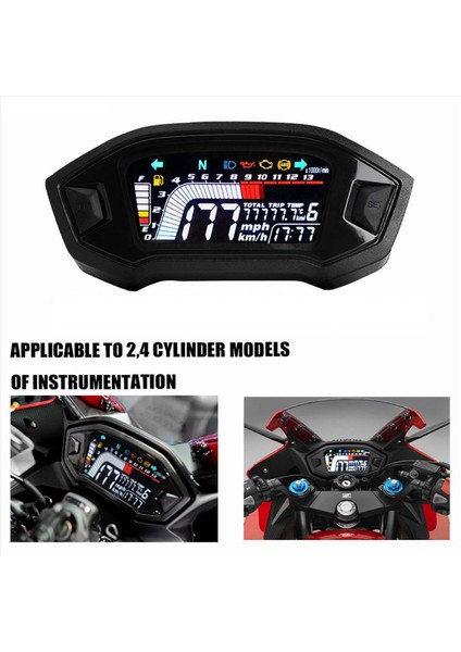 Evrensel Motosiklet LCD Dijital Speedometre 13000RPM Arka Işık Dijital Odemeter Takometresi 1,2,4 Silindir A (Yurt Dışından) fiyatları