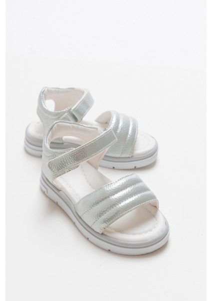 Kız Çocuk Gümüş Ortopedik Destekli Çocuk Sandalet