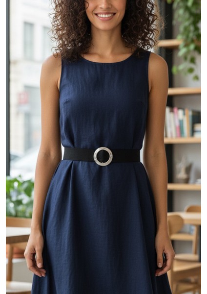 Pınkmark Kadın Gümüş Kaplamalı Halka 4cm Genişlik Ayarlanabilir Lastik Kemer PMKM25693 indirimleri